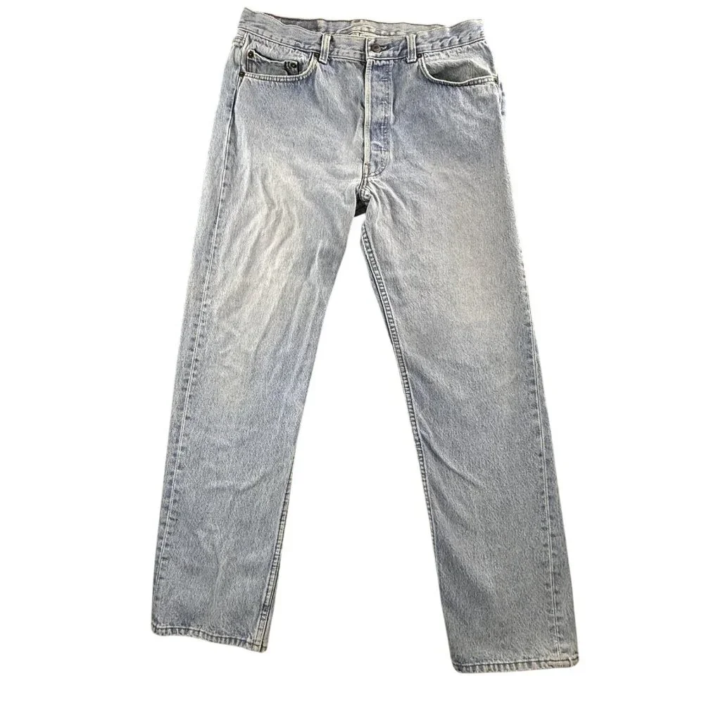 Vintage Levi's 501 Jeans Mens 34x32 Blue Light Wash Straight Leg Denim USA 90s